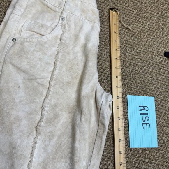 Zara Double Waistband Boho Freyed Tan and Cream wide leg Jeans NWOT Sz 6 - Picture 11 of 15